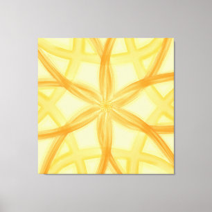Impressão Em Tela Padrão Geométrico Floral Laranja Dourado