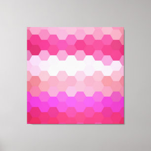 Impressão Em Tela Padrão Hexagonal Retro-Hexagonal Rosa