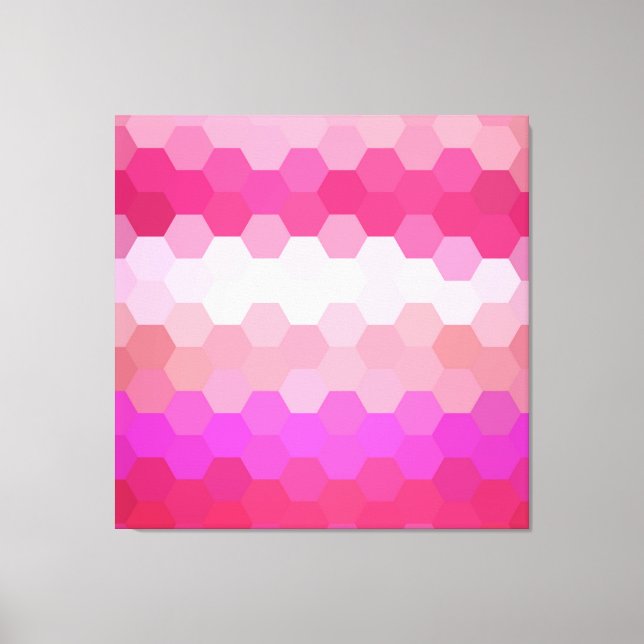 Impressão Em Tela Padrão Hexagonal Retro-Hexagonal Rosa (Frente)