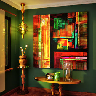 Impressão Em Tela Padrão Moderno de Abstrato de Arte Quadrados Color