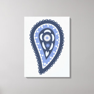 Impressão Em Tela Padrão Paisley Azul