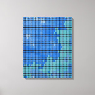 Impressão Em Tela Padrão quadrado abstrato Azul