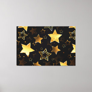 Impressão Em Tela Padrão sem costura com estrelas de Ouro