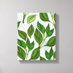 Impressão Em Tela Padrão sem costura com folhas verdes de chá
