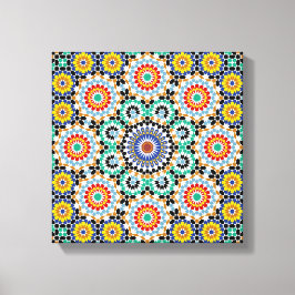 Impressão Em Tela Padrão Tradicional Boho de Mosaico Marroquino