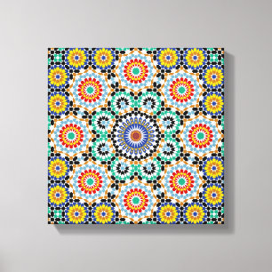 Impressão Em Tela Padrão Tradicional Boho de Mosaico Marroquino