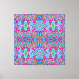Impressão Em Tela Padrão Trippy Multicolorido Azul Céu Ondulado
