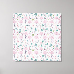 Impressão Em Tela Padrão uniforme do flamingo rosa sobre fundo branc