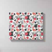 Padrão uniforme Flamingo com fundo floral