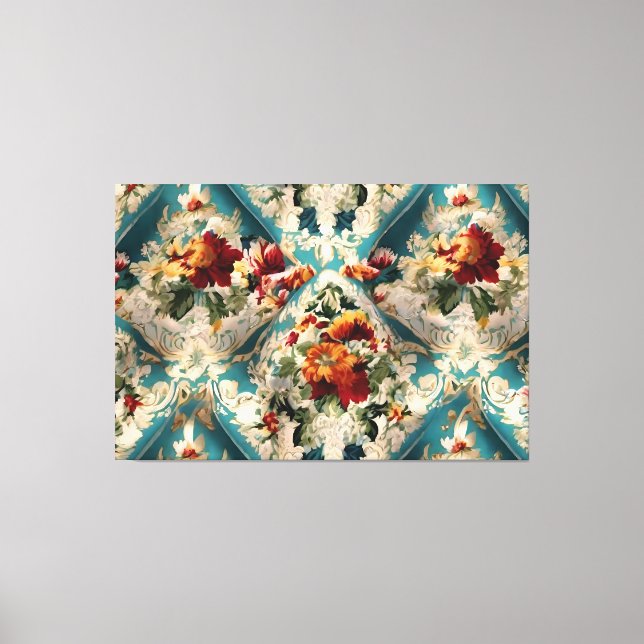 Impressão Em Tela Padrão Whimsical Italiano Floral Damask (Frente)