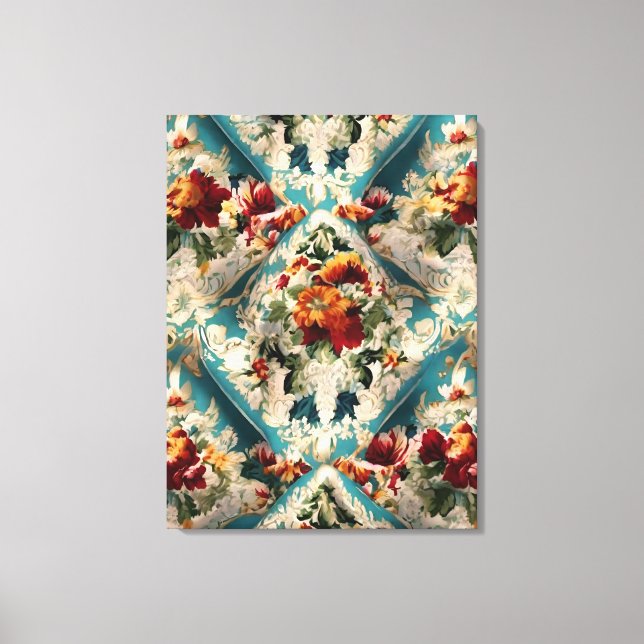 Impressão Em Tela Padrão Whimsical Italiano Floral Damask (Frente)