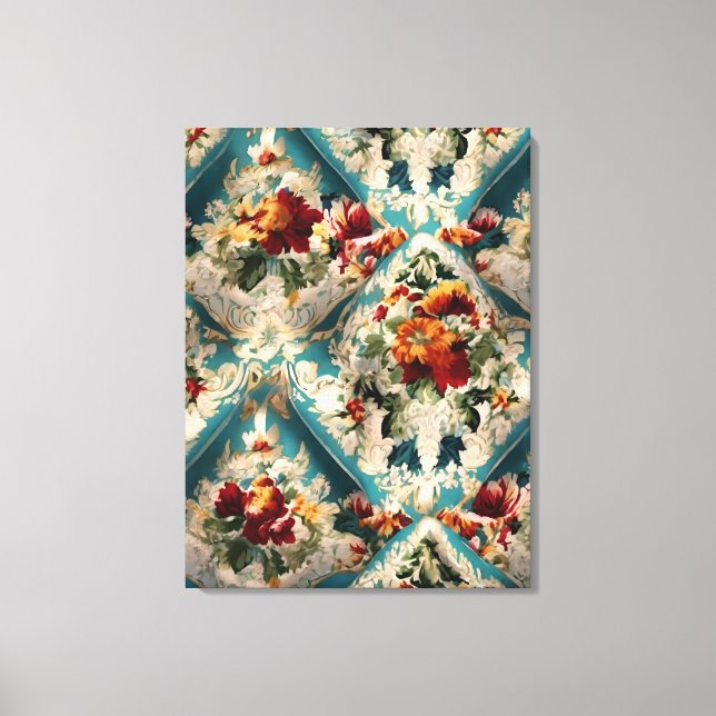 Impressão Em Tela Padrão Whimsical Italiano Floral Damask (Frente)