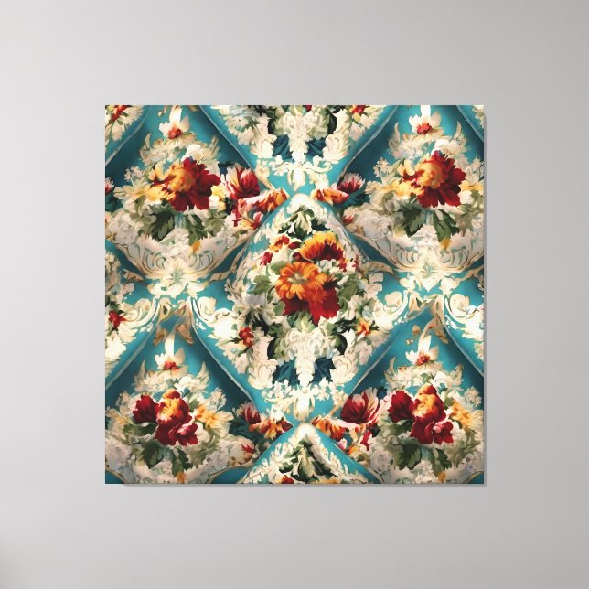 Impressão Em Tela Padrão Whimsical Italiano Floral Damask (Frente)