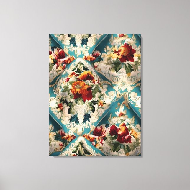 Impressão Em Tela Padrão Whimsical Italiano Floral Damask (Frente)