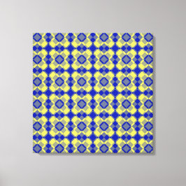 Impressão Em Tela Padrão Xadrez Argyle Azul Amarelo