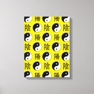 Impressão Em Tela Padrão Yinyang Chinês de Fundo Amarelo