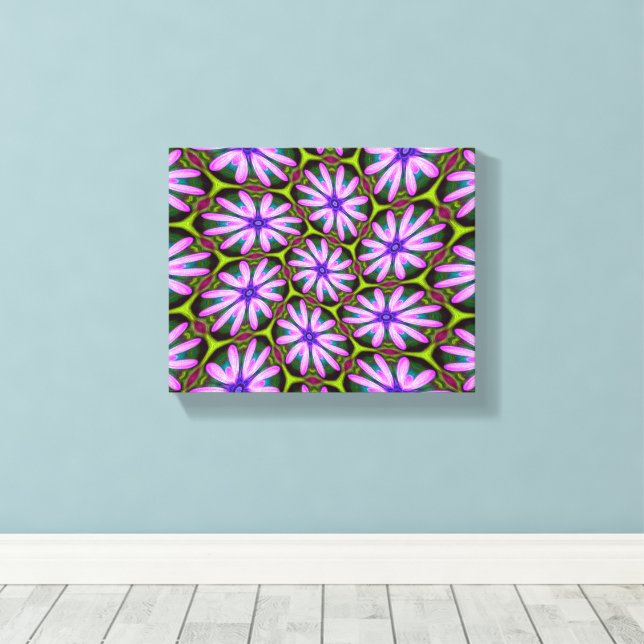 Impressão Em Tela Padrões Margueritas Roxos (Insitu(piso de madeira))