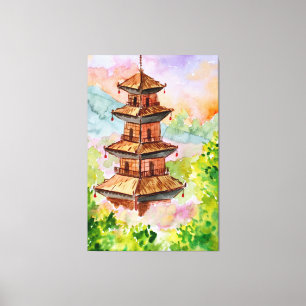 Impressão Em Tela Pagoda Japonês na Floresta do outono