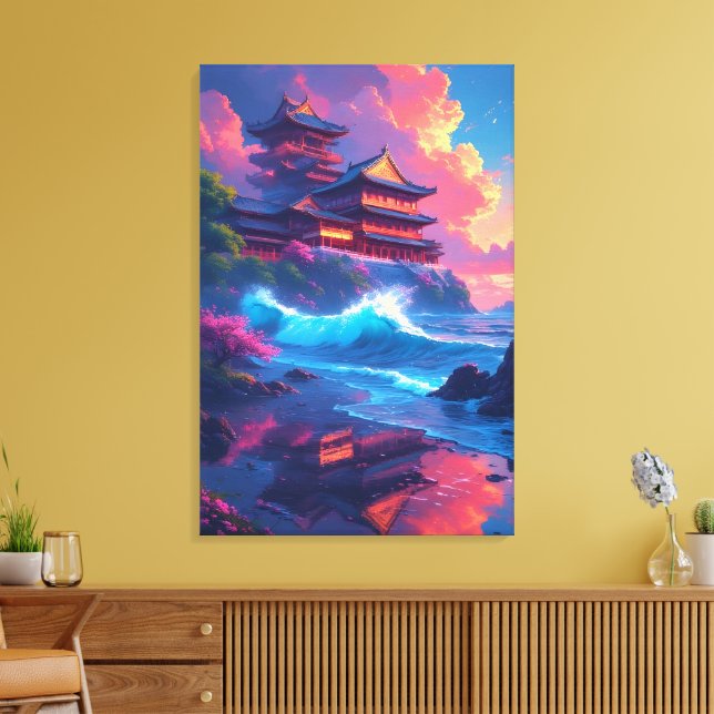 Impressão Em Tela Pagode Dreamwave pelo Mar (Insitu(Sala de estar))
