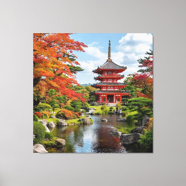 Impressão Em Tela Pagode Tradicional Japonês (Frente)