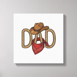 Impressão Em Tela Pai Cowboy Corda Chapéu Bandana Desenho Vintage De