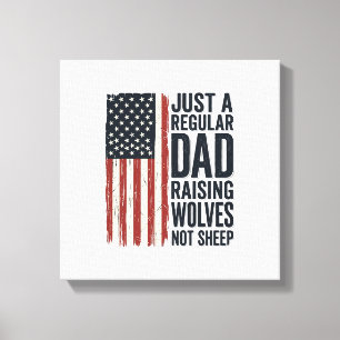 Impressão Em Tela Pai Criando Lobos Camisa Patriótica Vintage Design