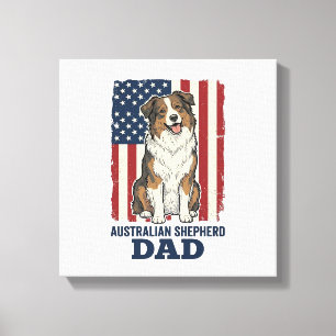 Impressão Em Tela Pai de Australian Shepherd Patriótico Vetor Vintag