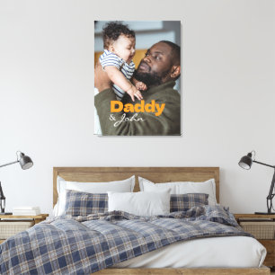 Impressão Em Tela Pai de Fotografia Personalizado Moderno e Nome do