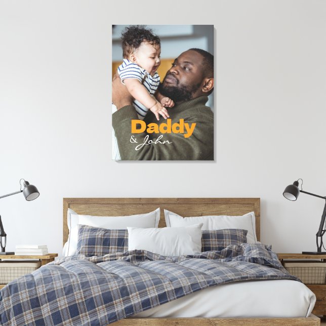 Impressão Em Tela Pai de Fotografia Personalizado Moderno e Nome do  (Insitu(Quarto))