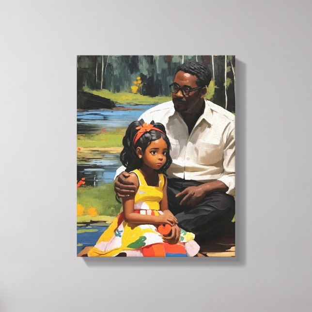 Impressão Em Tela Pai e Filha - Cor da Parede Impressa (Frente)