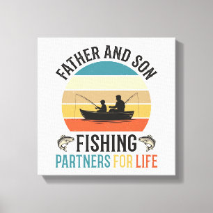 Impressão Em Tela Pai e Filho Pescando Parceiros para a Vida Desenho