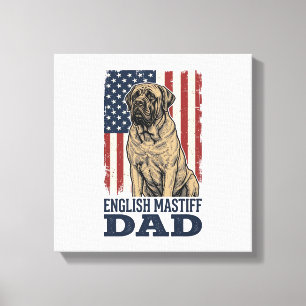 Impressão Em Tela Pai Mastiff Inglês Patriótico Design de Cachorro V