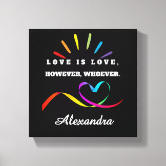 Impressão Em Tela Painel Direito - Arco-Íris Neon "O Amor é Amor" Pe