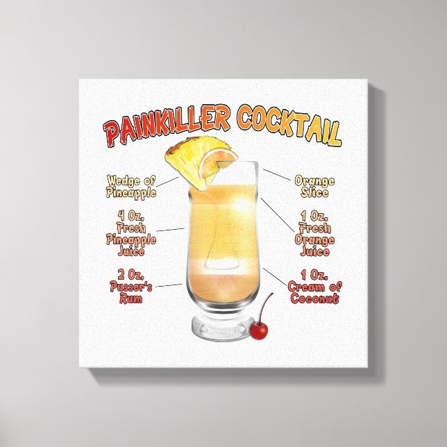Impressão Em Tela PAINKILLER Cocktail Recebe art 12"x12" (Frente)