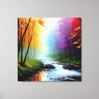 Impressão Em Tela Painting in the forest with a river.