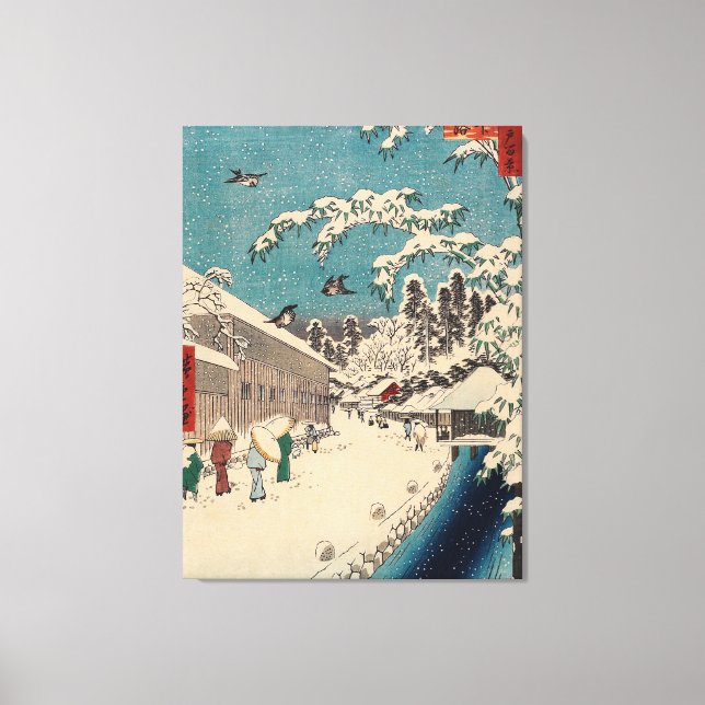 Impressão Em Tela País japão da paisagem de inverno de Hiroshige (Frente)
