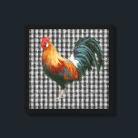 Impressão Em Tela País Russo Negro e Branco do Galo de Farmhouse<br><div class="desc">"Farmhouse Rooster Black and White Rustic Country Canvas Print." Estilo russo de fazenda country com um toque quente e acolhedor! Trabalho de arte de cor pastel de óleo de pinheiro de um galo preto e branco azul-vermelho esfolado sobre um padrão de gingham preto e branco com textura áspera. Esta trabalho...</div>