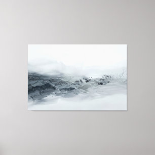 Impressão Em Tela Paisagem Abstrata Cinza Prata Minimalista Moderna