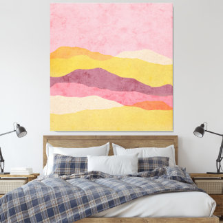 Impressão Em Tela Paisagem Abstrata em Camadas de Papel em Tons Quen