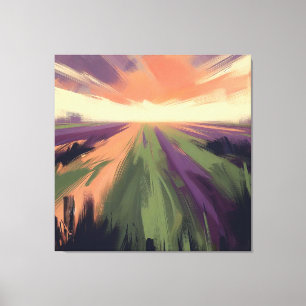 Impressão Em Tela Paisagem Abstrata Minimalista com Pôr do Sol Laran