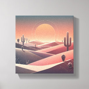 Impressão Em Tela Paisagem Abstrata Moderna do Deserto - Sol Geométr