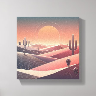 Impressão Em Tela Paisagem Abstrata Moderna do Deserto - Sol Geométr