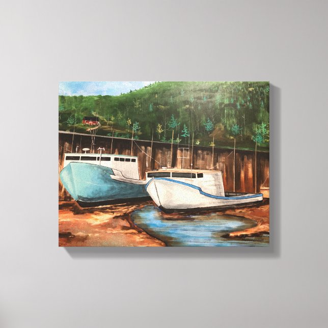 Impressão Em Tela Paisagem Acryílica da Vila de Pesca (Frente)