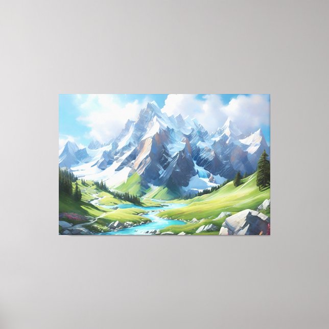 Impressão Em Tela Paisagem alpina majestosa (Frente)