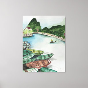 Impressão Em Tela Paisagem aquática, Vietname, Tam Coc Poster Flye