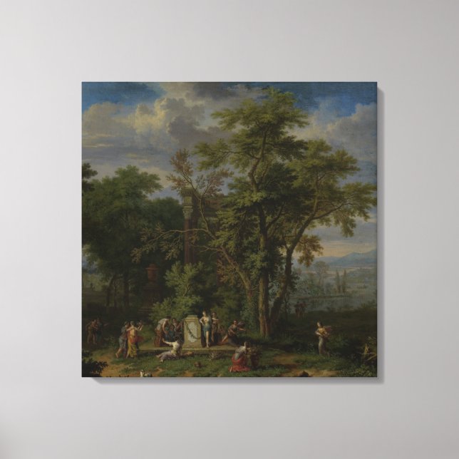 Impressão Em Tela Paisagem Arcadiana com Sacrifício Cerimonial, Ja (Frente)