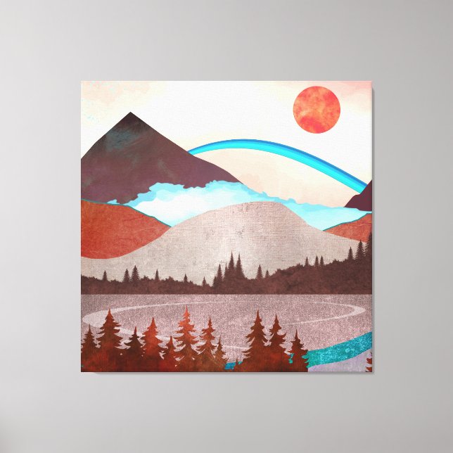 Impressão Em Tela Paisagem Arco-íris Azul (Frente)