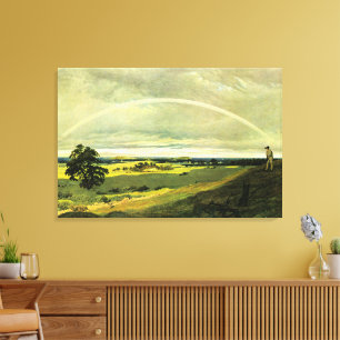 Impressão Em Tela Paisagem com Arco-íris, obra de arte famosa,
