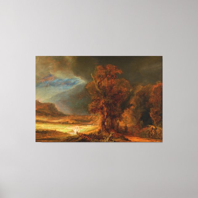 Impressão Em Tela Paisagem com o Bom Samaritano por Rembrandt (Frente)