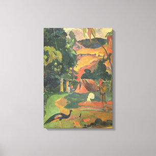 Impressão Em Tela Paisagem com Pavões de Paul Gauguin